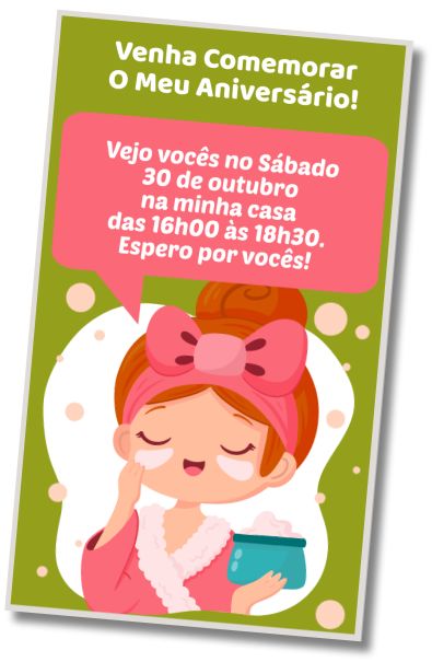 Convite de aniversário personalizado gratuito Festa de Karaokê e Spa