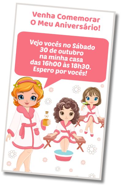 Convite de aniversário personalizado gratuito SPA e Festa na Piscina