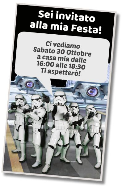 Invito di compleanno personalizzato gratis Festa a sorpresa di Star Wars