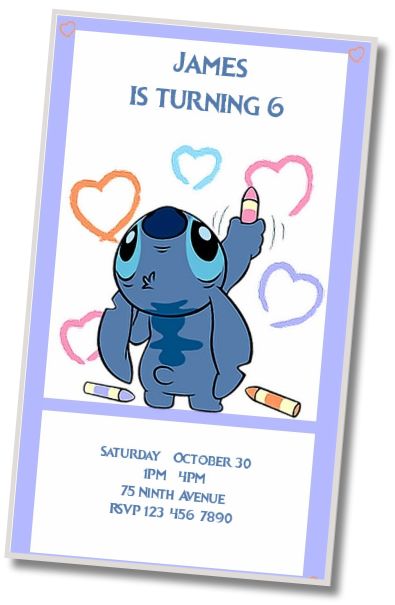 Free personalized birthday invitation Stitch Template