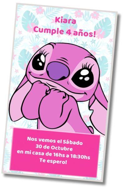 Invitación de cumpleaños personalizada gratis Cumpleaños Angel y Stitch