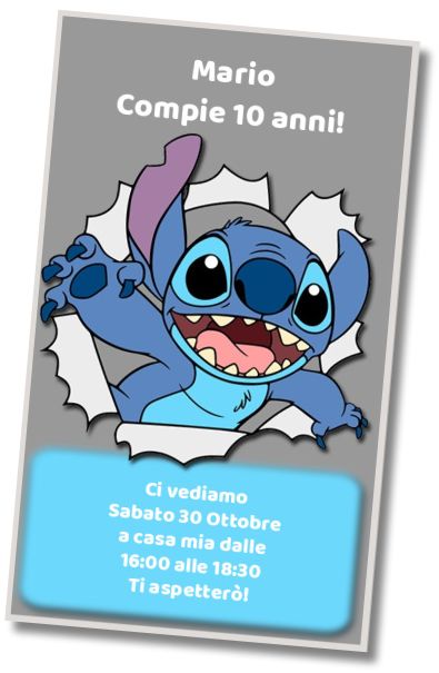 Invito di compleanno personalizzato gratuito Invito a Stitch
