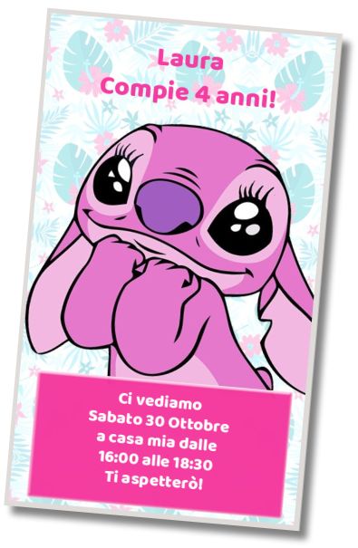 Invito di compleanno personalizzato gratis Compleanno di Angelo e Stitch