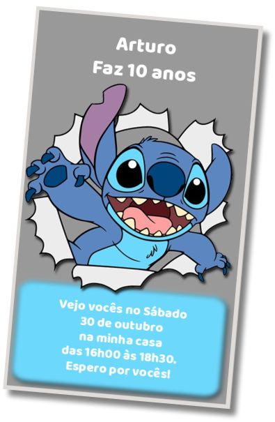 Convite de aniversário personalizado grátis Convite Stitch
