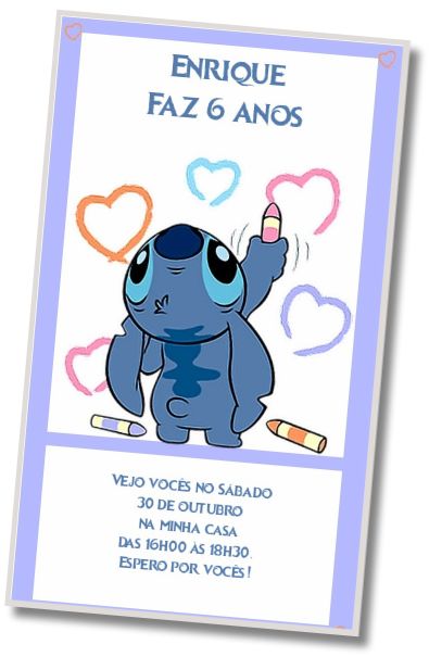 Convite de aniversário personalizado grátis Modelo de Stitch