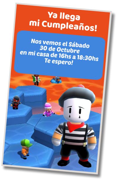 Hacer Invitación Virtual Fiesta de Videojuegos Stumble Guys