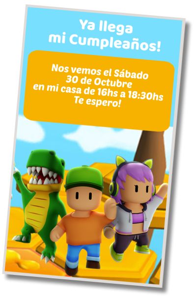 Hacer Invitación Virtual Fiesta Temática Stumble Guys