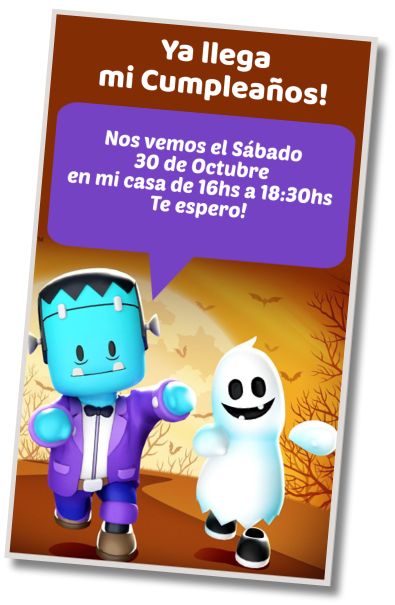 Hacer Invitación Virtual Fiesta Halloween Stumble Guys