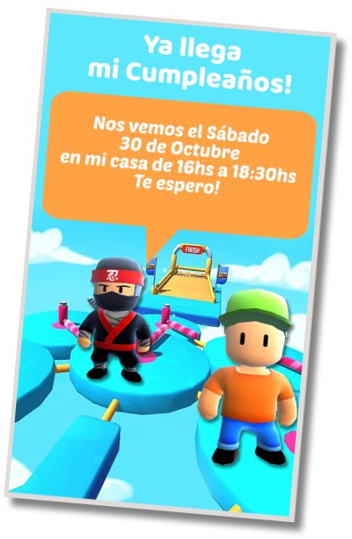 Hacer Invitación Virtual Fiesta de Pijamas Stumble Guys