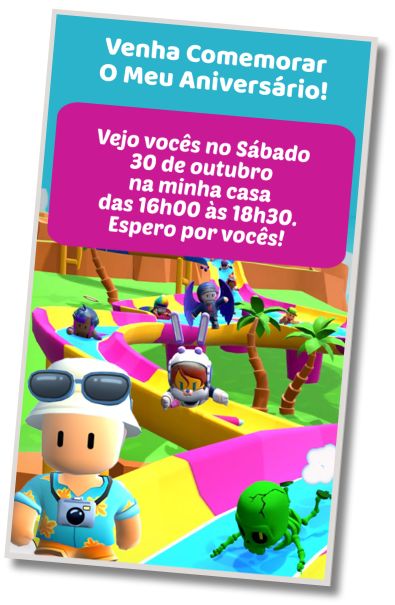 Faça um Convite Virtual Festa a Fantasia de Stumble Guys