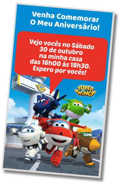 Faça um Convite Virtual Festa Temática Super Wings