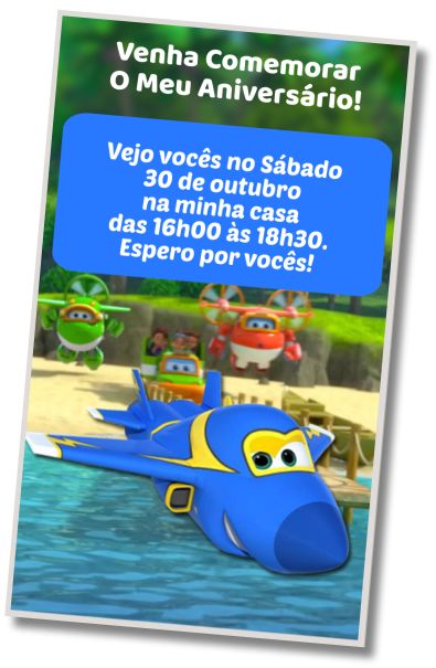 Faça um Convite Virtual Aniversário com o Tema Super Wings