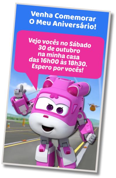 Faça um Convite Virtual Festa no Spa Super Wings