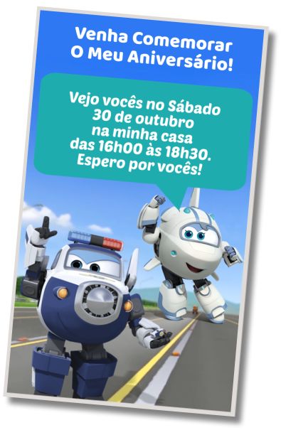 Faça um Convite Virtual Festa a Fantasia de Super Wings