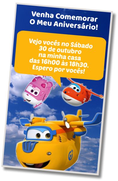 Faça um Convite Virtual Festa na Piscina Super Wings