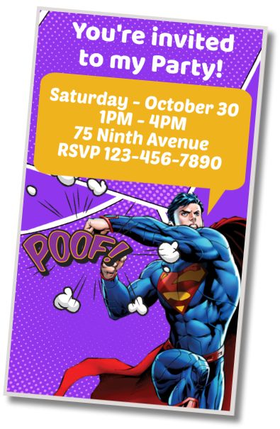 Free personalized birthday invitation Superman Sleepover Party
