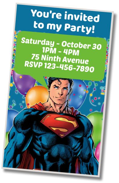 Free personalized birthday invitation Happy Birthday Superman