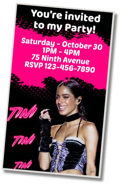 Free personalized birthday invitation Tini Stoessel Pool Party