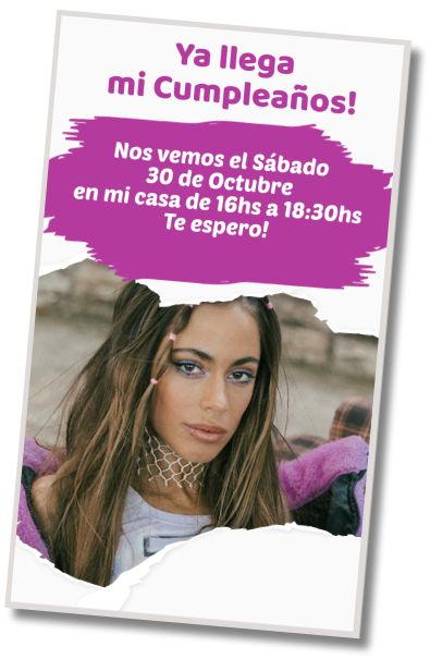 Invitación de cumpleaños personalizada gratis Cumpleaños Temático Tini
