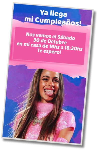 Invitación de cumpleaños personalizada gratis Fiesta Pijamada Tini