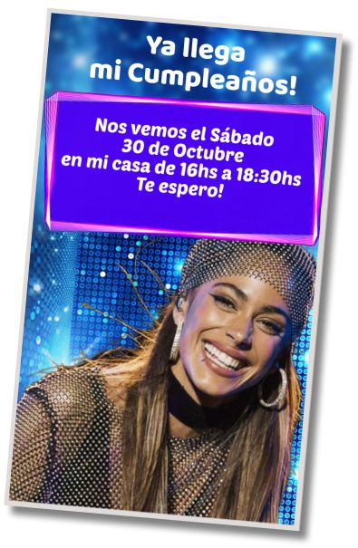 Invitación de cumpleaños personalizada gratis Fiesta Sorpresa Tini