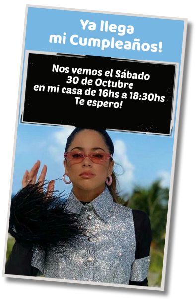 Invitación de cumpleaños personalizada gratis Saludo de Cumpleaños Tini