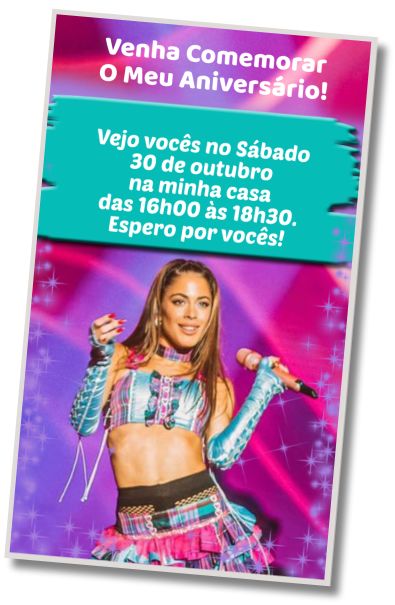 Convite de aniversário personalizado grátis Aniversário Tini Stoessel