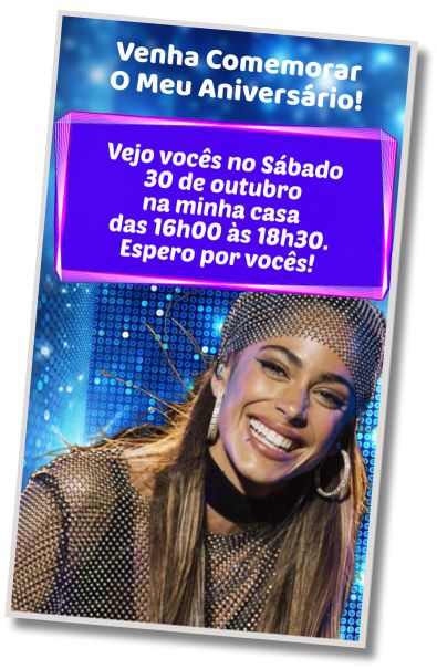 Convite de aniversário personalizado grátis Festa Surpresa Tini