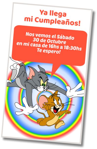 Hacer Invitación Virtual Cumpleaños Temático Tom y Jerry