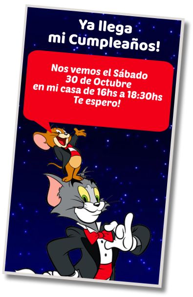 Hacer Invitación Virtual Fiesta Pijamada Temática Tom y Jerry