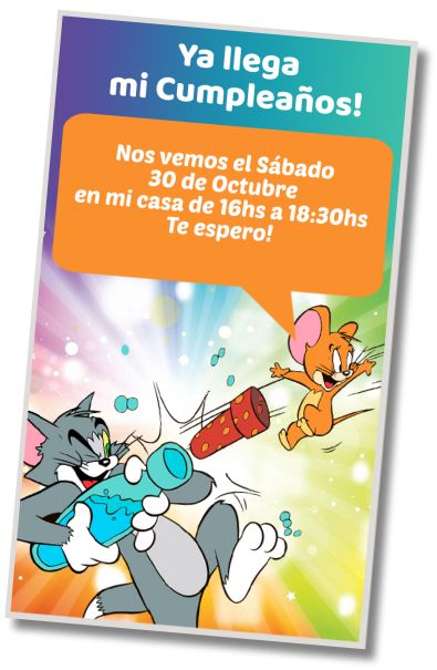 Hacer Invitación Virtual Feliz Cumpleaños Tom y Jerry