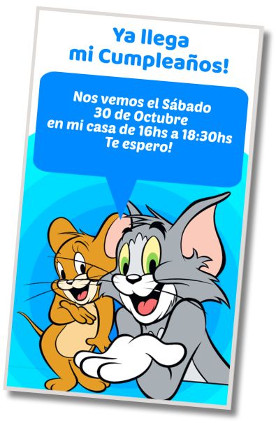 Invitación de cumpleaños personalizada gratis Fiesta de Piscina Tom y Jerry