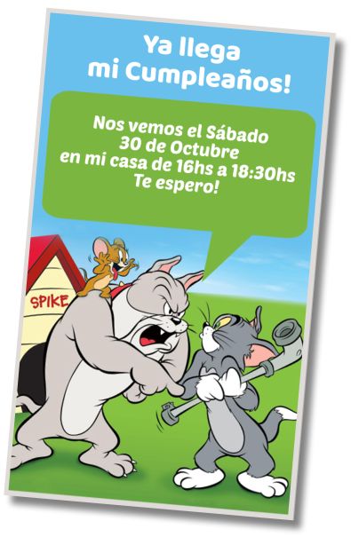 Hacer Invitación Virtual Fiesta de Cumpleaños Temático Tom y Jerry