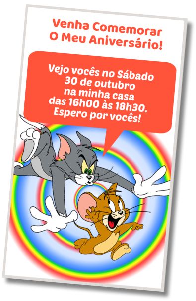 Faça um Convite Virtual Aniversário do Tema Tom e Jerry