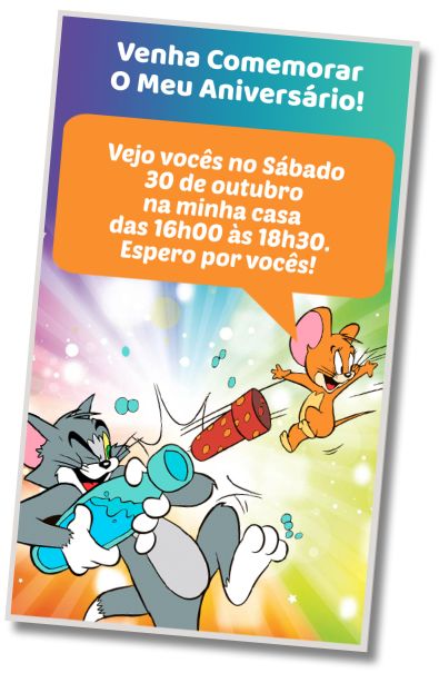 Faça um Convite Virtual Feliz Aniversário Tom e Jerry