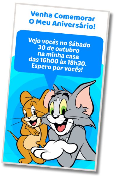 Convite de aniversário personalizado gratuito Festa na Piscina do Tom e Jerry