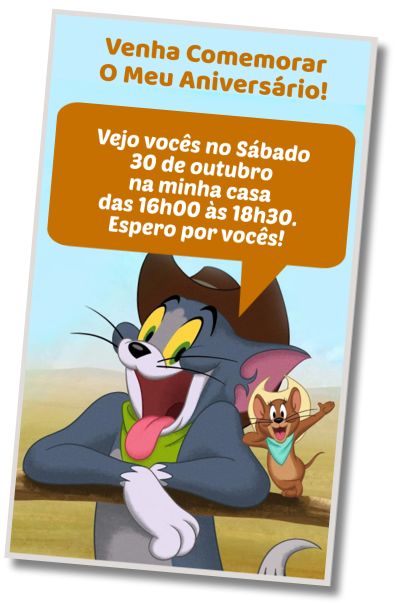 Faça um Convite Virtual Festa a Fantasia de Tom e Jerry
