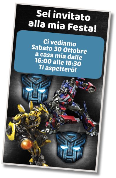 Invito di compleanno personalizzato gratis Compleanno a Tema Transformers