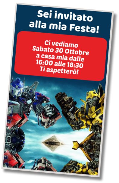 Invito di compleanno personalizzato gratis Festa in Piscina dei Transformers