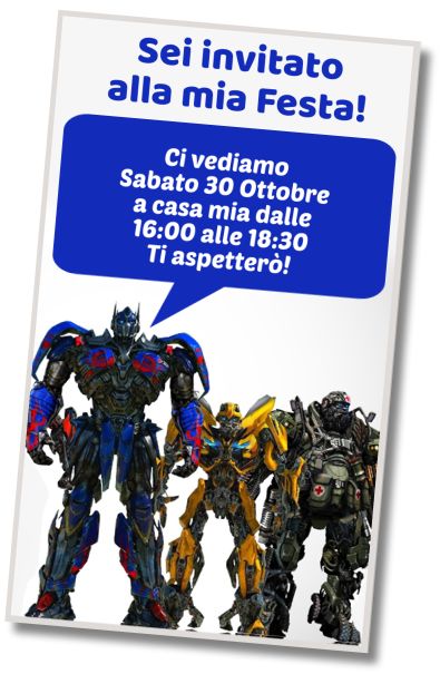 Invito di compleanno personalizzato gratis Festa in Costume di Transformers