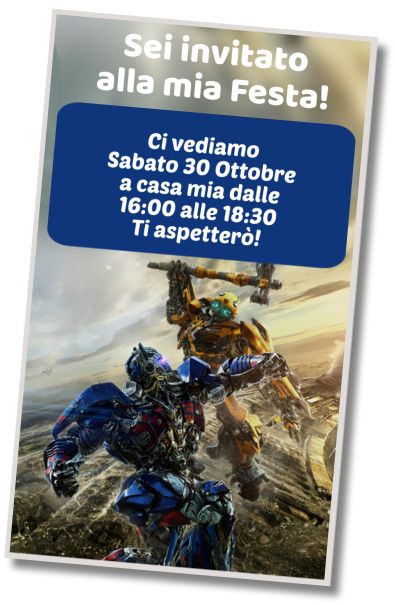 Invito di compleanno personalizzato gratis Festa dello Sport dei Transformers