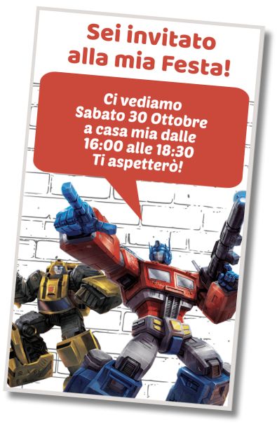 Invito di compleanno personalizzato gratis Tanti Auguri Transformers