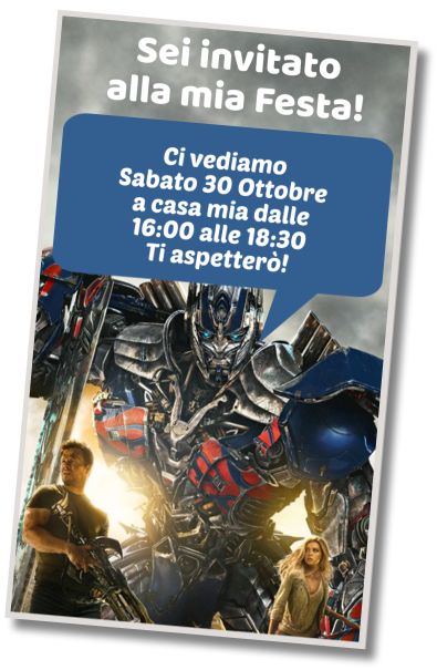 Invito di compleanno personalizzato gratis Festa a Sorpresa dei Transformers