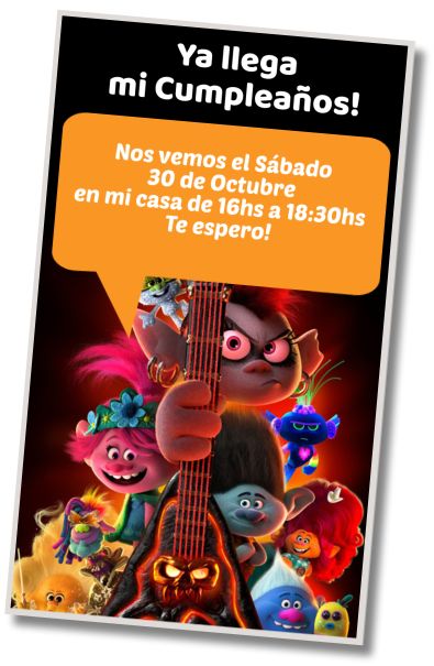 Hacer Invitación Virtual Fiesta de Cumpleaños Trolls
