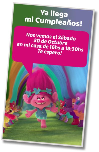 Hacer Invitación Virtual Cumpleaños Temático Trolls