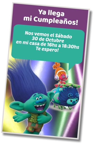 Hacer Invitación Virtual Fiesta Musical Trolls