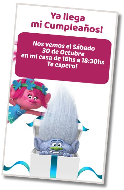 Hacer Invitación Virtual Fiesta Sorpresa Trolls