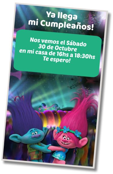 Hacer Invitación Virtual Fiesta de Pijamas Trolls