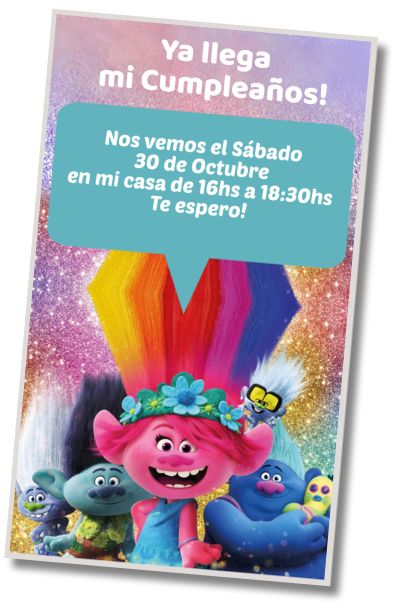 Hacer Invitación Virtual Fiesta Temática Trolls
