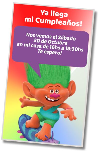 Hacer Invitación Virtual Cumpleaños Trolls